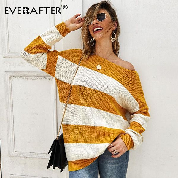 women's sweaters everafter elegant striped knitted sweater casual long sleeve women pullover female loose autumn winter office lady 202, White;black
women's sweaters everafter elegant striped knitted sweater casual long sleeve women pullover female loose autumn winter office lady 202, White;black