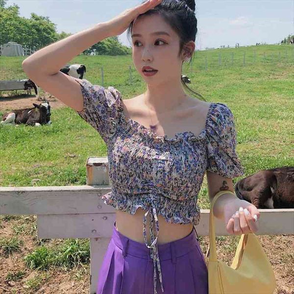 women chiffon shirt fashion wild square collar short sleeves blouse pleated crop sweet floral print shirts, White
women chiffon shirt fashion wild square collar short sleeves blouse pleated crop sweet floral print shirts, White