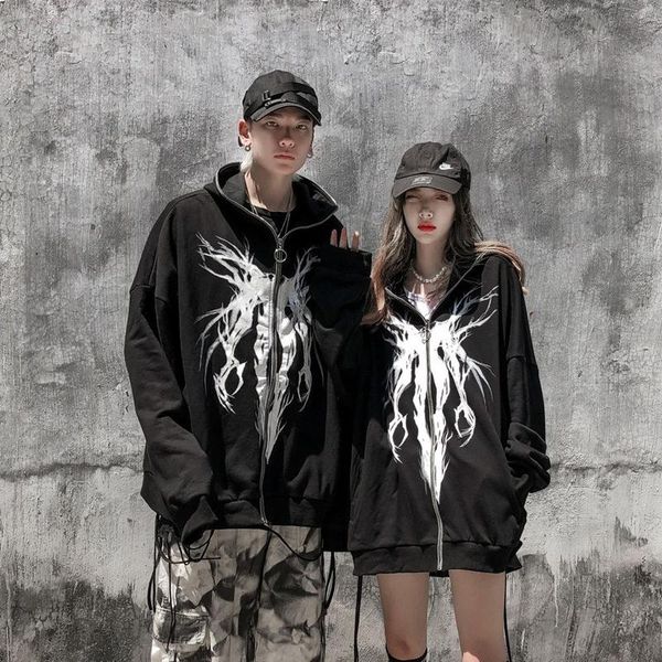 women's jackets autumn couple outfit black cool oversize coat gothic punk graphic print zipper ribbon hooded outwear, Black;brown
women's jackets autumn couple outfit black cool oversize coat gothic punk graphic print zipper ribbon hooded outwear, Black;brown