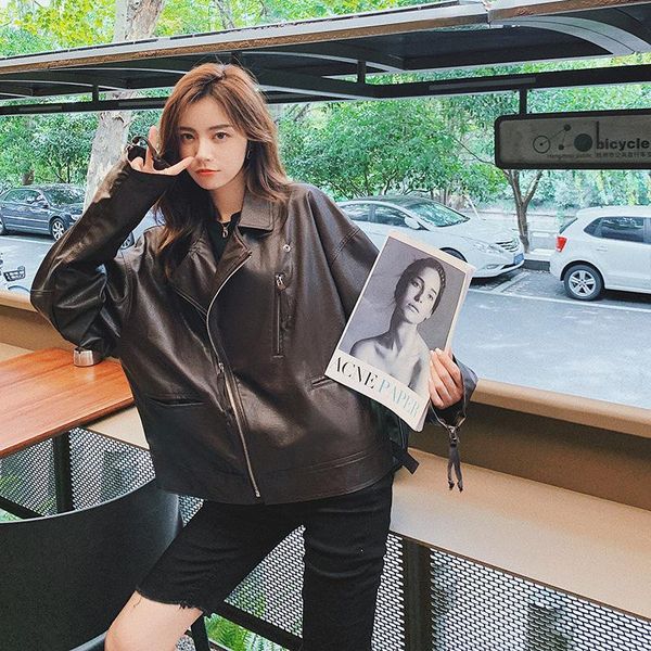 women's jackets fall spring autumn fashion long sleeve zipper up loose faux pu leather jacket coat outwear women windbreaker plus size, Black;brown
women's jackets fall spring autumn fashion long sleeve zipper up loose faux pu leather jacket coat outwear women windbreaker plus size, Black;brown