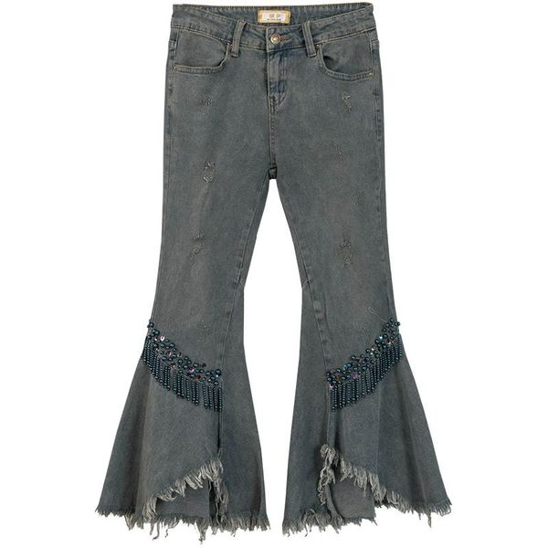 women's jeans 2021 fall spring vintage womens pearls beading tassel irregular denim flare pants , ripped stretchy trousers for woman, Blue
women's jeans 2021 fall spring vintage womens pearls beading tassel irregular denim flare pants , ripped stretchy trousers for woman, Blue