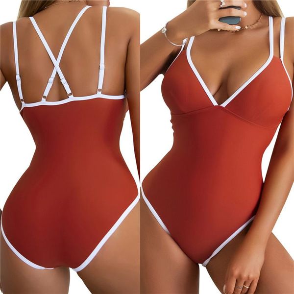 one-piece suits women solid color spaghetti strap bodysuit swimsuit sleeveless deep v-neck sling swimwear summer low cut romper bikini
one-piece suits women solid color spaghetti strap bodysuit swimsuit sleeveless deep v-neck sling swimwear summer low cut romper bikini