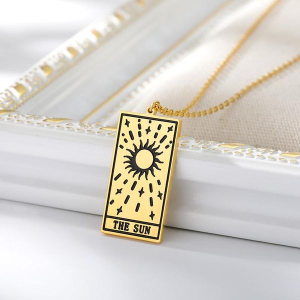 pendant necklaces fashion tarot cards for women men stainless steel gold link chain the sun divination necklace jewelry gift, Silver
pendant necklaces fashion tarot cards for women men stainless steel gold link chain the sun divination necklace jewelry gift, Silver