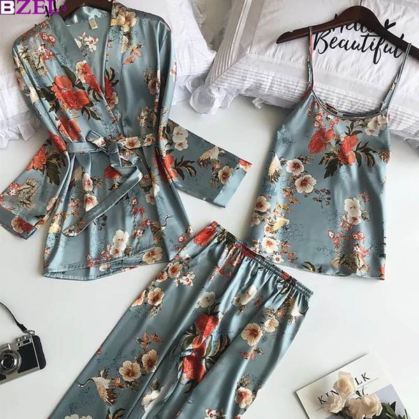 women's sleepwear robe autumn printed long sleeve simulated silk leisure wear thin three-piece suit coat+vest+pants pajama se, Black;red
women's sleepwear robe autumn printed long sleeve simulated silk leisure wear thin three-piece suit coat+vest+pants pajama se, Black;red