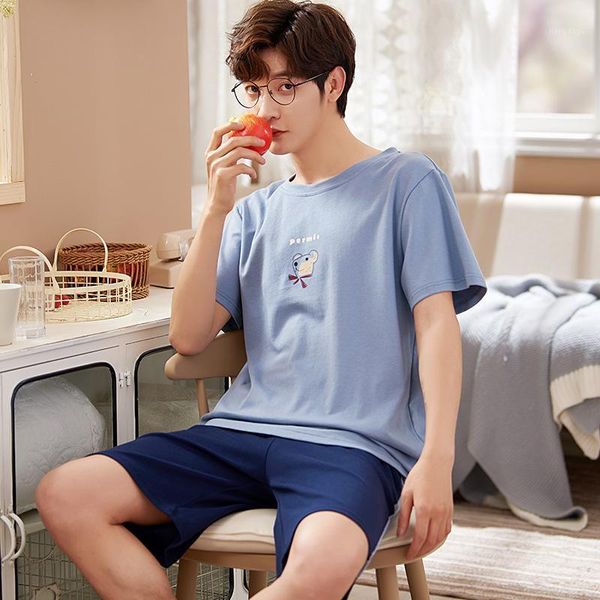 men's sleepwear blue cotton round neck bear cartoon pajamas for men kawaii short sleeves+shorts summer home suit large size male soft n, Black;brown
men's sleepwear blue cotton round neck bear cartoon pajamas for men kawaii short sleeves+shorts summer home suit large size male soft n, Black;brown