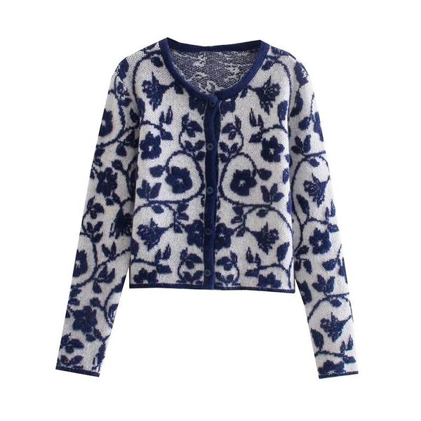 women's knits & tees yenkye autumn women vintage blue floral knit jacquard cardigan female round neck long sleeve casual crop sweater c, White
women's knits & tees yenkye autumn women vintage blue floral knit jacquard cardigan female round neck long sleeve casual crop sweater c, White