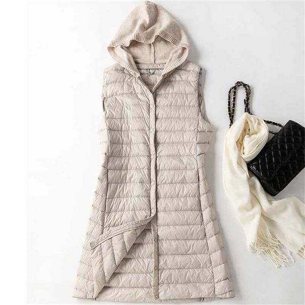 white duck down women's long vest with hooded slim warm ultra light sleeveless female vests coat winter solid plus size 4xl 210927, Black
white duck down women's long vest with hooded slim warm ultra light sleeveless female vests coat winter solid plus size 4xl 210927, Black