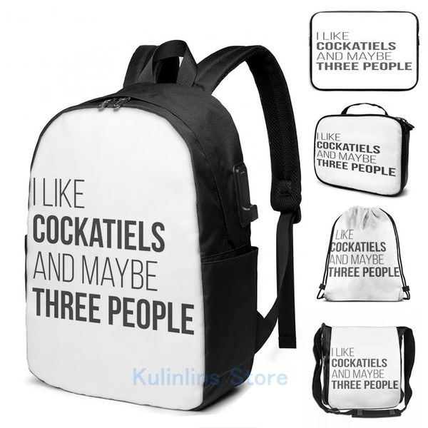 backpack funny graphic print i like cockatiels and maybe three people usb charge men school bags women bag travel laptop
backpack funny graphic print i like cockatiels and maybe three people usb charge men school bags women bag travel laptop