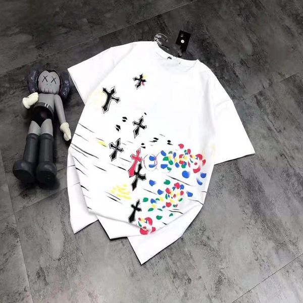 graffiti cross print short sleeve t-shirt 2021 summer new trend foreign style leisure loose men's and women's, White
graffiti cross print short sleeve t-shirt 2021 summer new trend foreign style leisure loose men's and women's, White