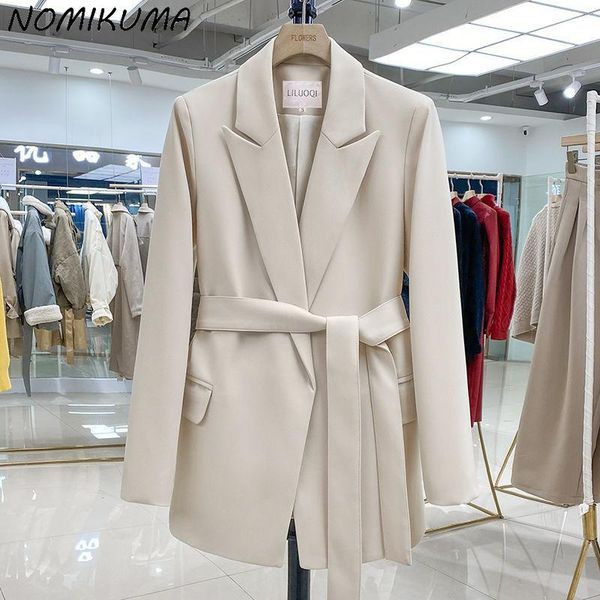 women's suits & blazers nomikuma women 2021 autumn elegant notched collar causal suit jacket femme korean belt slim waist blazer coat 6, White;black
women's suits & blazers nomikuma women 2021 autumn elegant notched collar causal suit jacket femme korean belt slim waist blazer coat 6, White;black