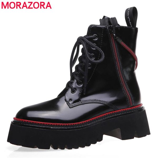 boots morazora genuine leather women square high heels lace up platform round toe autumn ankle punk shoes, Black
boots morazora genuine leather women square high heels lace up platform round toe autumn ankle punk shoes, Black