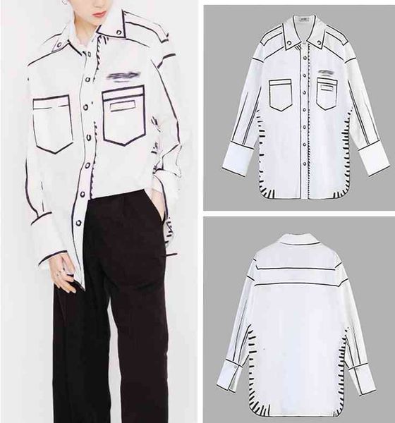 women's jackets 2021 summer luxury fashion designer shirt clothes graffiti hand-painted woman long letter printing, Black;brown
women's jackets 2021 summer luxury fashion designer shirt clothes graffiti hand-painted woman long letter printing, Black;brown