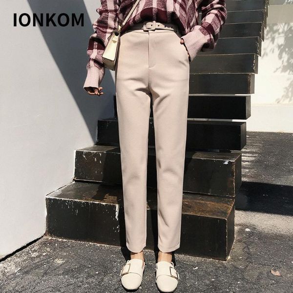 women's pants & capris ionkom streetwear office lady self belted mid waist female slant pocket autumn casual minimalist elegant women t, Black;white
women's pants & capris ionkom streetwear office lady self belted mid waist female slant pocket autumn casual minimalist elegant women t, Black;white