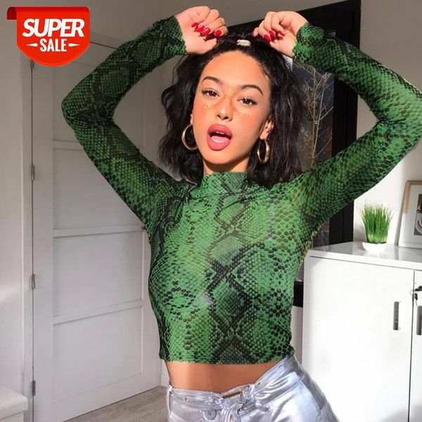 casual green snake print t shirt women mesh long sleeve transparent snakeskin female t-shirt high neck crop #5a8w, White
casual green snake print t shirt women mesh long sleeve transparent snakeskin female t-shirt high neck crop #5a8w, White