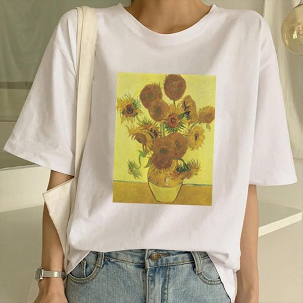 van gogh harajuku grunge women t shirt aesthetic art sunflower vintage funny fashion casual graphic tees femme, White
van gogh harajuku grunge women t shirt aesthetic art sunflower vintage funny fashion casual graphic tees femme, White
