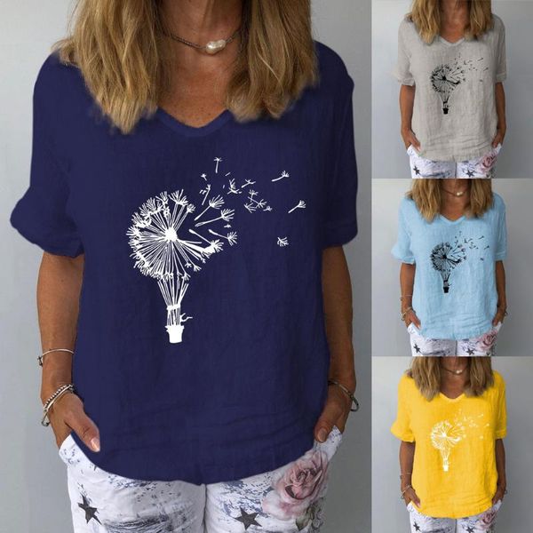 women's t-shirt tshirt women short sleeve dandelions printed v-neck loose casual poleras ropa mujer harajuku t shirt haut, White
women's t-shirt tshirt women short sleeve dandelions printed v-neck loose casual poleras ropa mujer harajuku t shirt haut, White