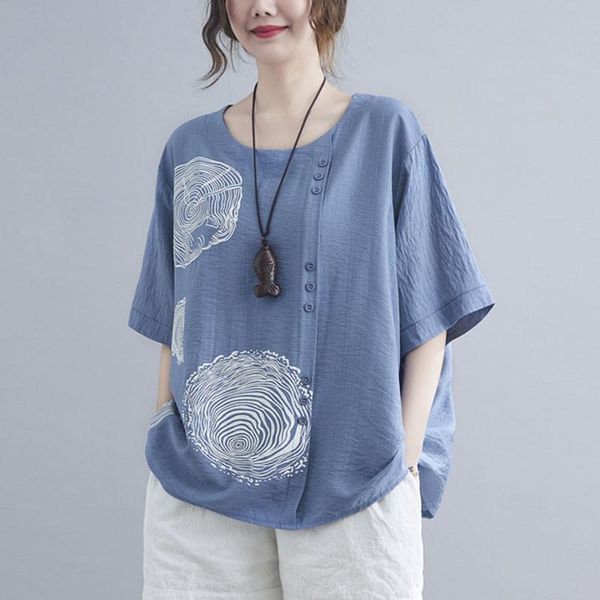 women's t-shirt oversized woman cotton linen t-shirts arrival 2021 summer vintage print loose button tees shirt femme short sleeve, White
women's t-shirt oversized woman cotton linen t-shirts arrival 2021 summer vintage print loose button tees shirt femme short sleeve, White