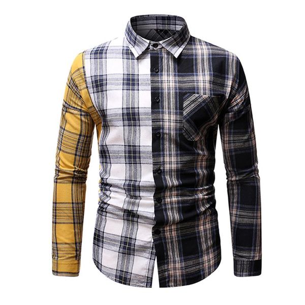 men's casual shirts mens plaid cotton slim fit long sleeve color block button down dress fashion male streetwear shirt chemise, White;black
men's casual shirts mens plaid cotton slim fit long sleeve color block button down dress fashion male streetwear shirt chemise, White;black