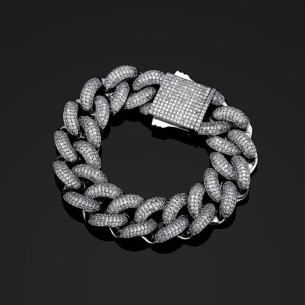 link, chain 18mm mens bracelet miami spring clasp cuban link iced out prong setting + cz hip hop jewelry, Black
link, chain 18mm mens bracelet miami spring clasp cuban link iced out prong setting + cz hip hop jewelry, Black