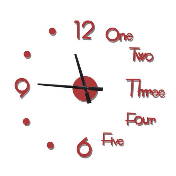 modern design clock watch large wall clocks 3d red acrylic mirror mechanism stickers home living room decoration quartz needle
modern design clock watch large wall clocks 3d red acrylic mirror mechanism stickers home living room decoration quartz needle