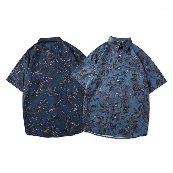 men's casual shirts japanese retro trend holiday style leaf flower shirt short-sleeved hawaiian camisas para hombre, White;black
men's casual shirts japanese retro trend holiday style leaf flower shirt short-sleeved hawaiian camisas para hombre, White;black