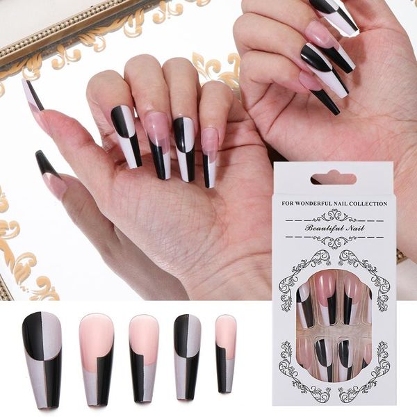 false nails 24pcs long ballerina with black&white design detachable coffin manicure patches press on full cover nail tips, Red;gold
false nails 24pcs long ballerina with black&white design detachable coffin manicure patches press on full cover nail tips, Red;gold