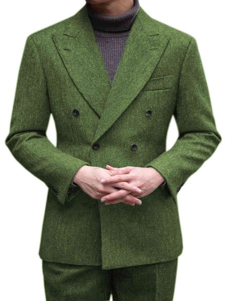 men's suits & blazers double breasted classic men's suit 2pcs slim boyfriend wool green tweed wedding, White;black
men's suits & blazers double breasted classic men's suit 2pcs slim boyfriend wool green tweed wedding, White;black