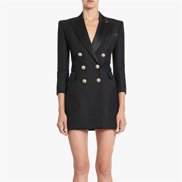 paris fashion runway designer dress women's 3/4 sleeve metal lion buttons notched collar 210521, Black;gray
paris fashion runway designer dress women's 3/4 sleeve metal lion buttons notched collar 210521, Black;gray
