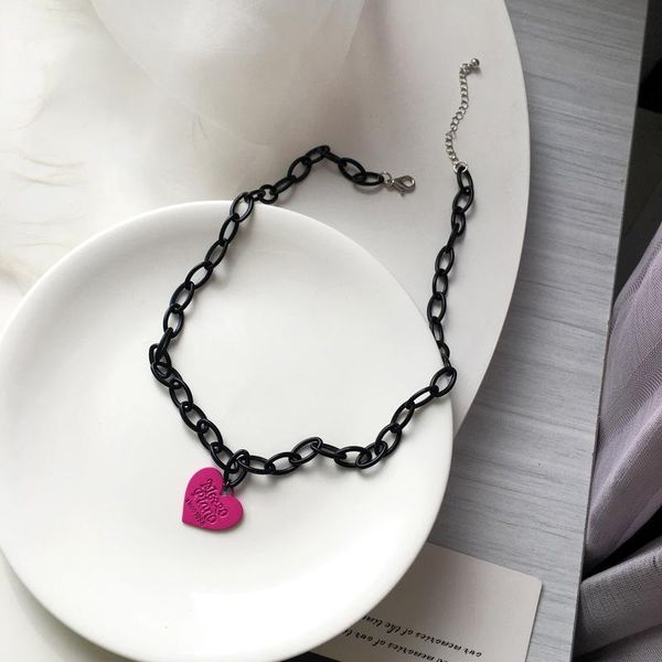 pendant necklaces 2021 personality korean style black necklace sweet girl pink love heart ins clavicle chain for chic women, Silver
pendant necklaces 2021 personality korean style black necklace sweet girl pink love heart ins clavicle chain for chic women, Silver