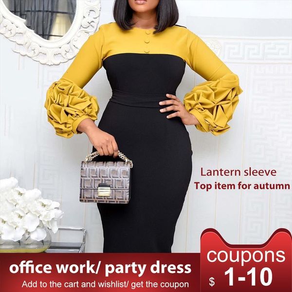 puff sleeve patchwork autumn women dress bodycon elegant office work midi femme vestiods plus size 4xl, Black;gray
puff sleeve patchwork autumn women dress bodycon elegant office work midi femme vestiods plus size 4xl, Black;gray