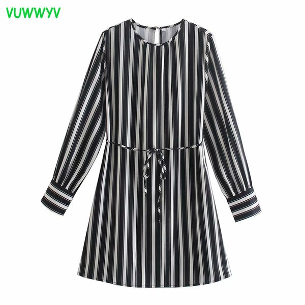vuwwyv black white striped mini dresses for women retro casual smock dress woman spring long sleeve belt ladies vestidos 210430, Black;gray
vuwwyv black white striped mini dresses for women retro casual smock dress woman spring long sleeve belt ladies vestidos 210430, Black;gray