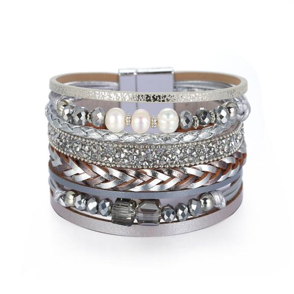 tennis amorcome vintage pearls crystal beads charm leather bracelets women bohemian braided wide wrap bracelet wristband femme jewlery, Golden;silver
tennis amorcome vintage pearls crystal beads charm leather bracelets women bohemian braided wide wrap bracelet wristband femme jewlery, Golden;silver