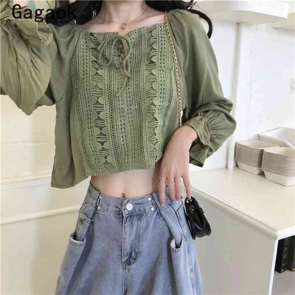 women blouses spring autumn hollow solid square collar puff sleeve sweet short shirt slim fashion wild blouse 210531, White
women blouses spring autumn hollow solid square collar puff sleeve sweet short shirt slim fashion wild blouse 210531, White