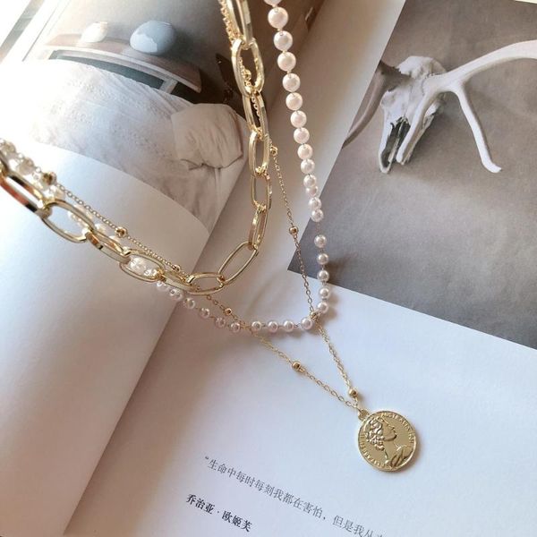pendant necklaces gold multi-layered coin pearl necklace short all-match female non-separable clavicle chain, Silver
pendant necklaces gold multi-layered coin pearl necklace short all-match female non-separable clavicle chain, Silver