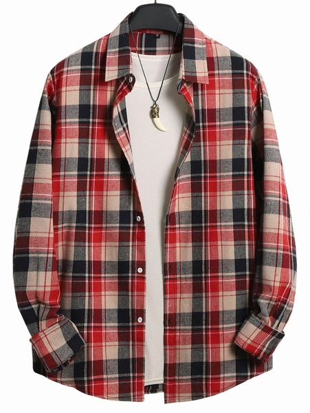 men 1pc plaid pattern button up shirt w1ic#, White;black 
men 1pc plaid pattern button up shirt w1ic#, White;black