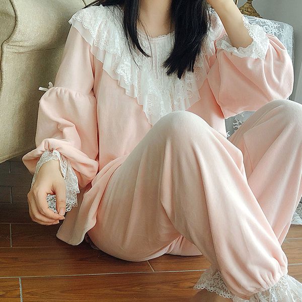 Autumn Winter Womens Lolita Flannel Pajama Sets.Lace Tops+Long Pants.Vintage Lady Palace Style Pyjamas Set.Sleepwear Loungewear, Blue
Autumn Winter Womens Lolita Flannel Pajama Sets.Lace Tops+Long Pants.Vintage Lady Palace Style Pyjamas Set.Sleepwear Loungewear, Blue