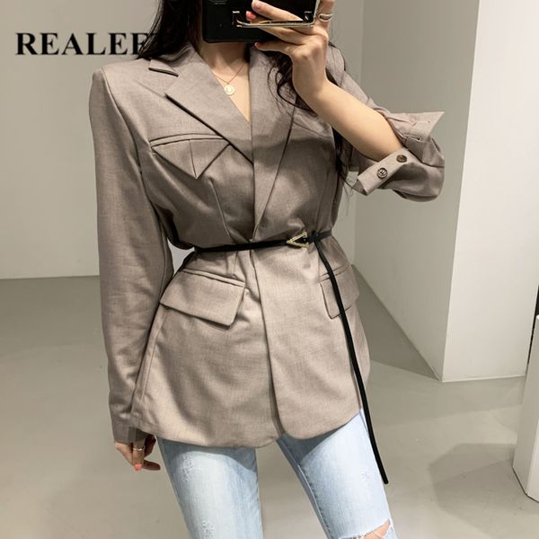 autumn solid formal women's blazer jackets with belt vintage chic ladies outwear female pockets 210428, White;black
autumn solid formal women's blazer jackets with belt vintage chic ladies outwear female pockets 210428, White;black