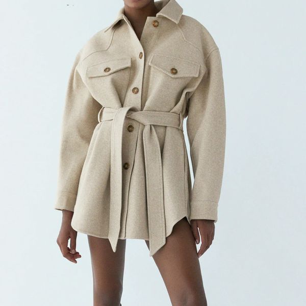 spring fashion with belt loose woolen jacket coat vintage long sleeve side pocket female outerwear chic overcoat ml775 210525, Black;brown
spring fashion with belt loose woolen jacket coat vintage long sleeve side pocket female outerwear chic overcoat ml775 210525, Black;brown