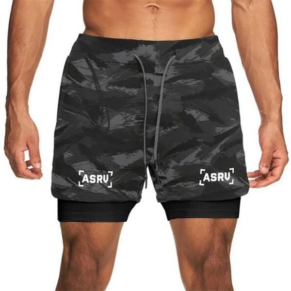 new double deck running shorts men fitness workout bermuda bodybuilding quick dry short pants male clothing bottoms 210323, White;black