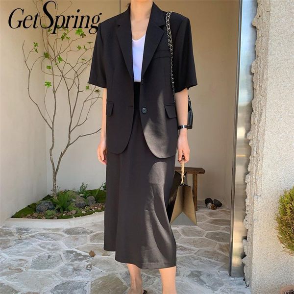 getspring women blazer skirt set black half sleeve temperament suits skirts and with two piece dress, White
getspring women blazer skirt set black half sleeve temperament suits skirts and with two piece dress, White