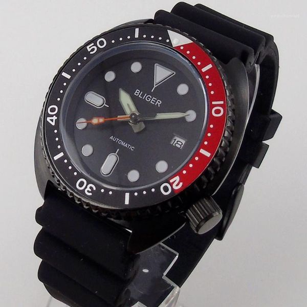 wristwatches 45mm japan nh35 movement fully black plated automatic men's watch sapphire rubber strap date rotating bezel hacking second, Slivery;brown
wristwatches 45mm japan nh35 movement fully black plated automatic men's watch sapphire rubber strap date rotating bezel hacking second, Slivery;brown