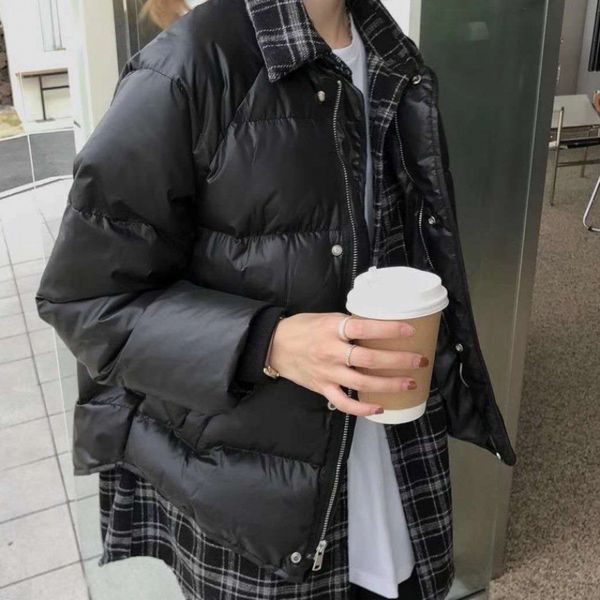 down cotton padded jacket women's thickened shirt stitched winter loose bread suit fake two-piece short coat, Black
down cotton padded jacket women's thickened shirt stitched winter loose bread suit fake two-piece short coat, Black