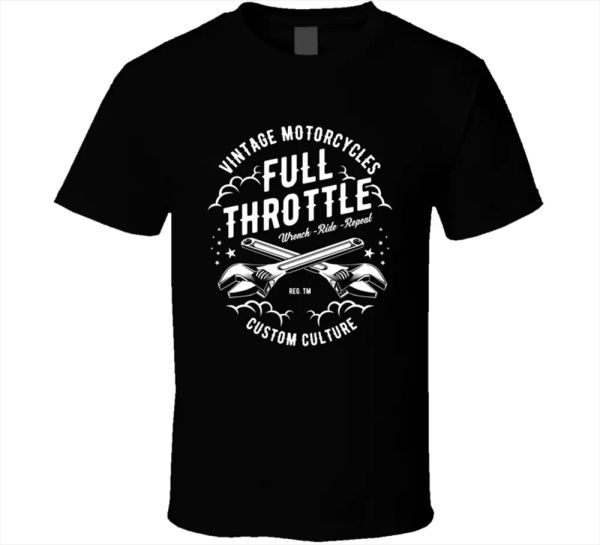 vintage motorcycle biker tool full throttle tees league custom culture t-shirt, White;black
vintage motorcycle biker tool full throttle tees league custom culture t-shirt, White;black