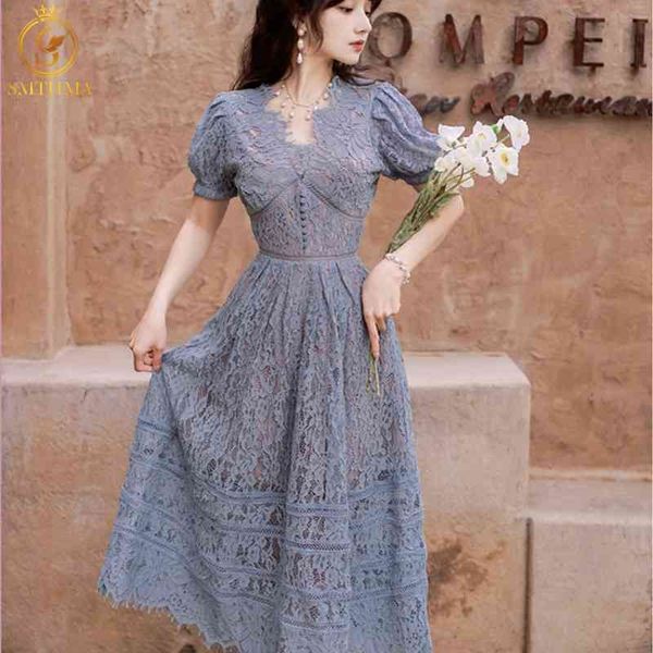 arrival retro style blue puff sleeve lace dress women's single breasted v-neck summer dresses 210520, Black;gray
arrival retro style blue puff sleeve lace dress women's single breasted v-neck summer dresses 210520, Black;gray