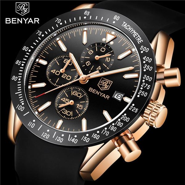 wristwatches benyar watch men chronograph calendar wristwatch fashion black rubber waterproof military sport male clock 514, Slivery;brown
wristwatches benyar watch men chronograph calendar wristwatch fashion black rubber waterproof military sport male clock 514, Slivery;brown