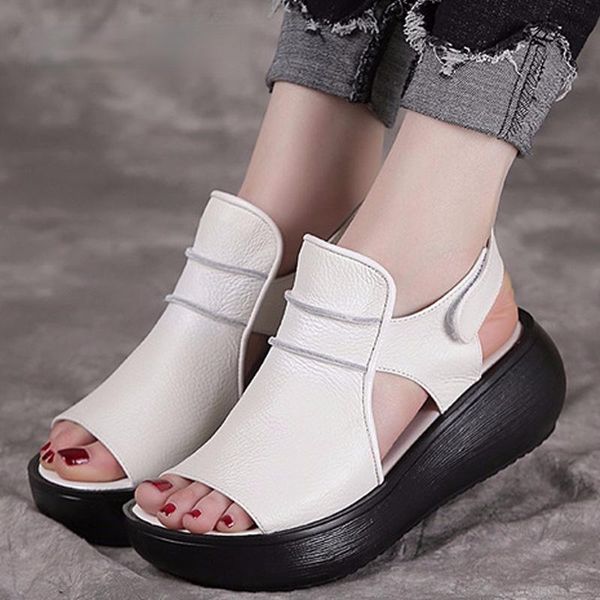 summer thick bottom high flat platform sandals for women genuine cow leather fashion wedges peep toe, Black
summer thick bottom high flat platform sandals for women genuine cow leather fashion wedges peep toe, Black