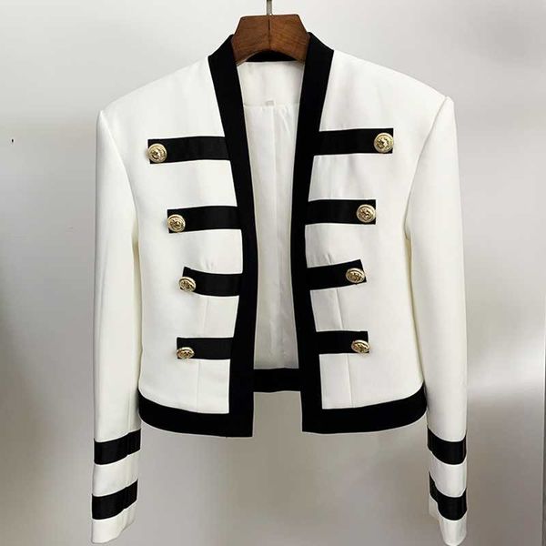 women's jackets 2021 autumn winter breasted slim jacket women short coat female metal buckle black and white cardigan, Black;brown
women's jackets 2021 autumn winter breasted slim jacket women short coat female metal buckle black and white cardigan, Black;brown
