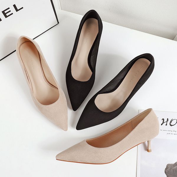 autumn office lady shoes women heels solid flock black beige shallow comfortable point toe thin high heels woman pumps 210520
autumn office lady shoes women heels solid flock black beige shallow comfortable point toe thin high heels woman pumps 210520