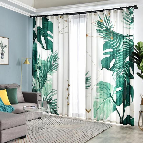 curtain & drapes modern semi-blackout bedroom curtains custom for living room tropical plants green leaf printing 
curtain & drapes modern semi-blackout bedroom curtains custom for living room tropical plants green leaf printing