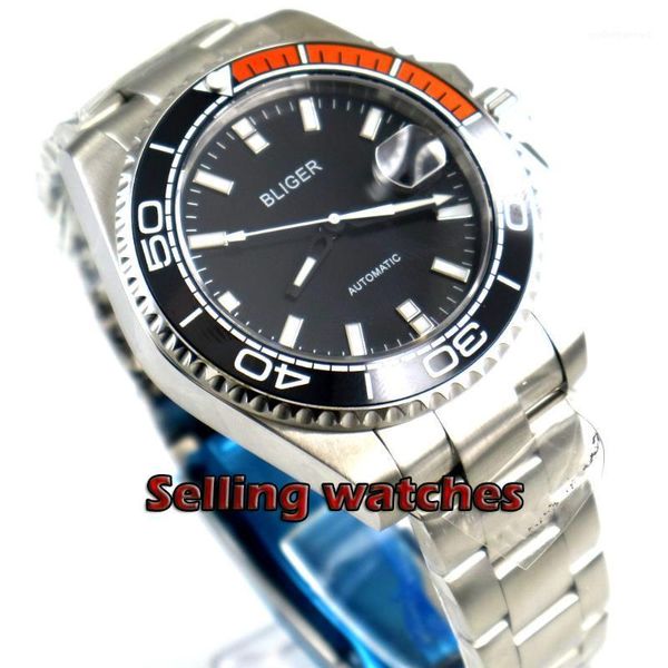 solid 43mm men's watch black dial luminous ceramic bezel sapphire glass automatic movement wristwatch wristwatches, Slivery;brown
solid 43mm men's watch black dial luminous ceramic bezel sapphire glass automatic movement wristwatch wristwatches, Slivery;brown